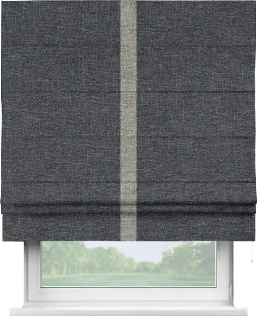 Римская штора «Кортин» для проёма, рогожка димаут графит, с кантом Хайвэй