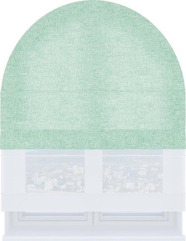 Римская штора «Кортин» день-ночь для арочного проёма, ткань лён кашемир мятный