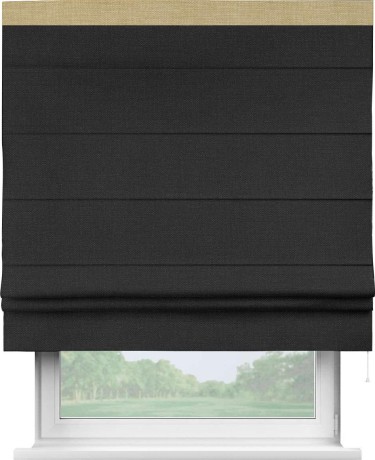 Римская штора «Кортин» для проёма, лён чёрный, с кантом Кинг