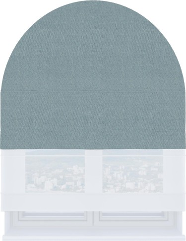 Римская штора «Кортин» день-ночь для арочного проёма, ткань блэкаут с блеском синий