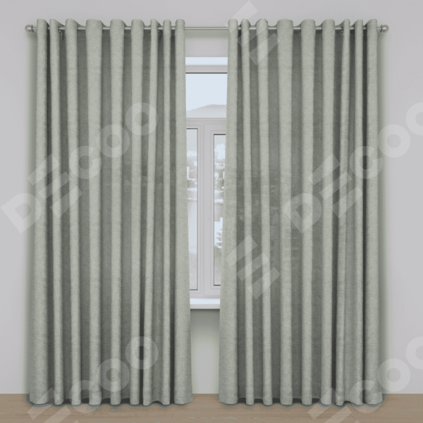 Шторы на люверсах ткань лён кашемир серо-зелёный