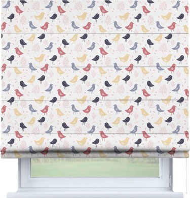Римская штора «Кортин» для проема «Цветные птички»