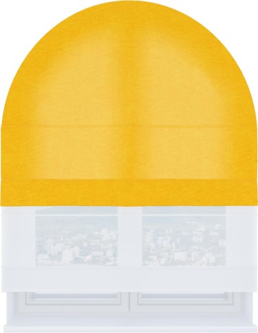 Римская штора «Кортин», канвас желтый, день-ночь для арочного проёма