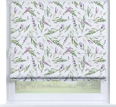 Римская штора «Кортин» на створку «Лавандовое поле»