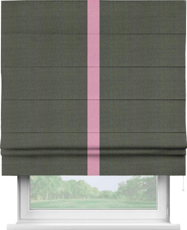 Римская штора «Кортин» с кантом Хайвэй, для проема, ткань лён димаут, графит