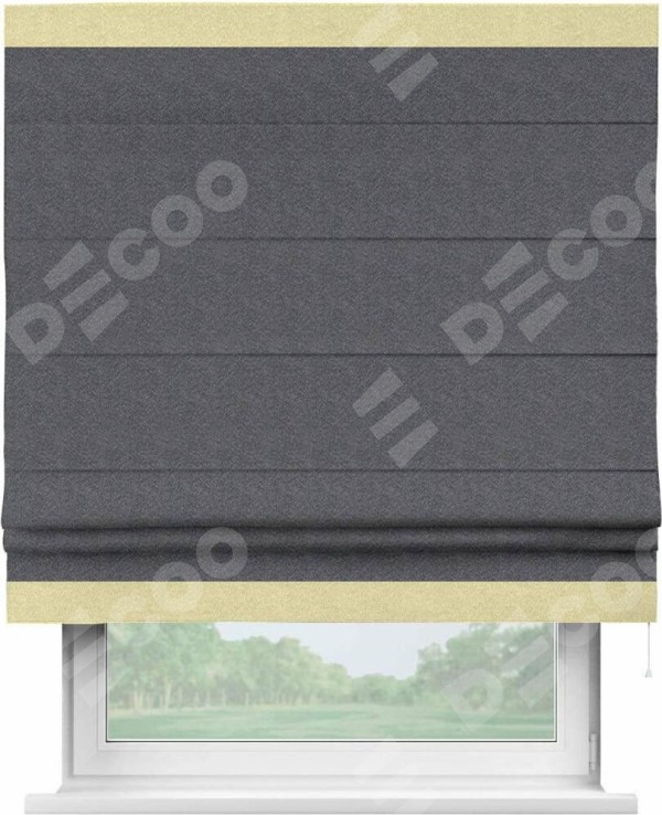 Римская штора «Кортин» с кантом Горизонт, для проема, ткань софт однотонный графит