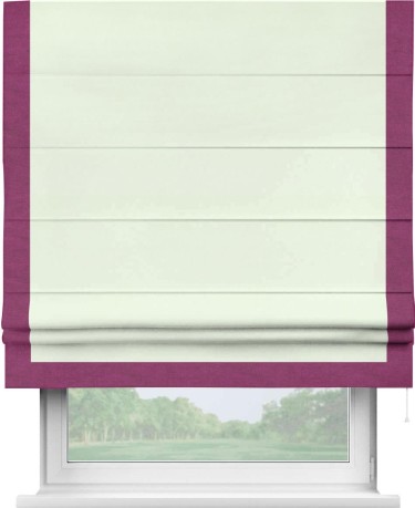 Римская штора «Кортин» с кантом Виктория, для проема, ткань вельвет кремовый