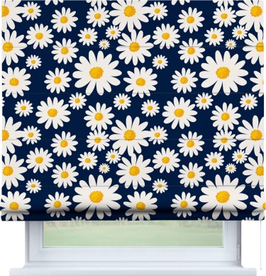 Римская штора «Кортин» для проема «Яркие ромашки»