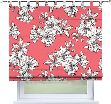 Римская штора на петлях «Белые цветы»