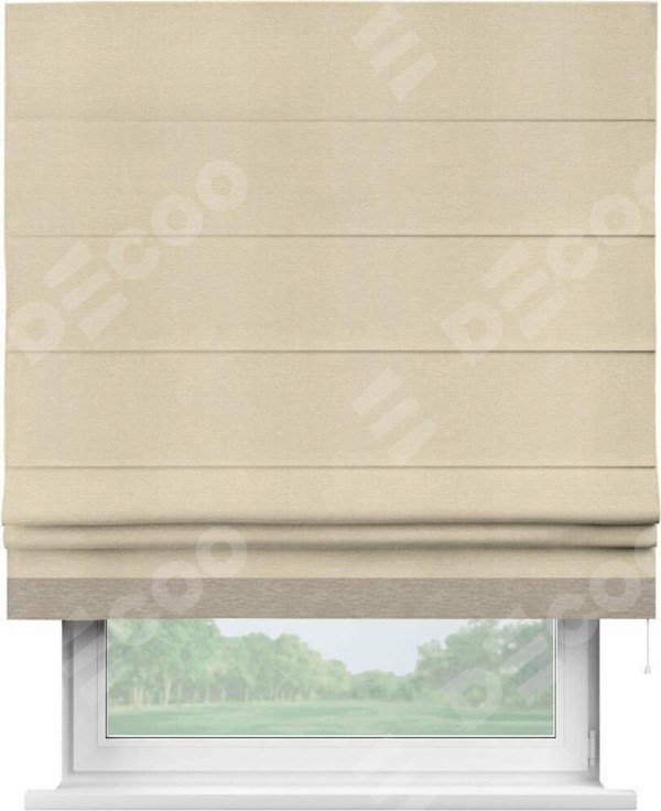 Римская штора «Кортин» с кантом Джестер, для проема, ткань софт однотонный бежевый лайт