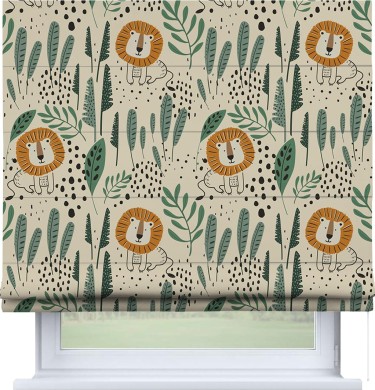 Римская штора «Кортин» для проема «Лев из джунглей»