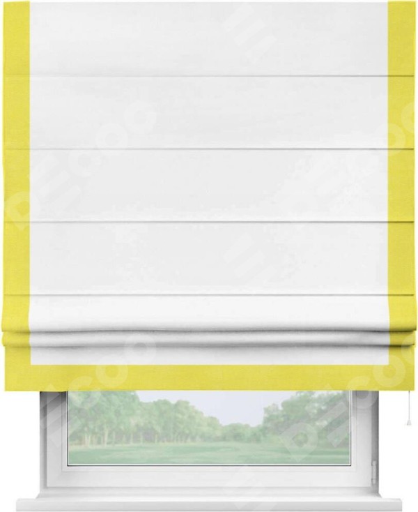 Римская штора «Кортин» с кантом Виктория, для проема, ткань вельвет белый