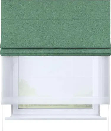 Римская штора «Кортин» день-ночь, ткань лён блэкаут, светло-бирюзовый