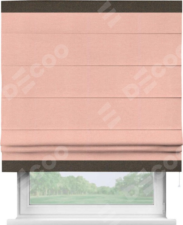 Римская штора «Кортин» с кантом Горизонт, для проема, ткань лён розовый