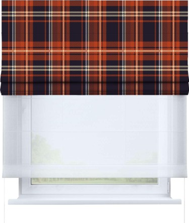 Римская штора «Кортин» день-ночь «Сине-оранжевая клетка»