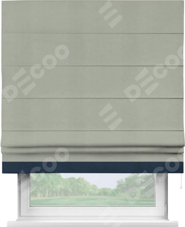 Римская штора «Кортин» с кантом Джестер, для проема, ткань вельвет cветло-серый