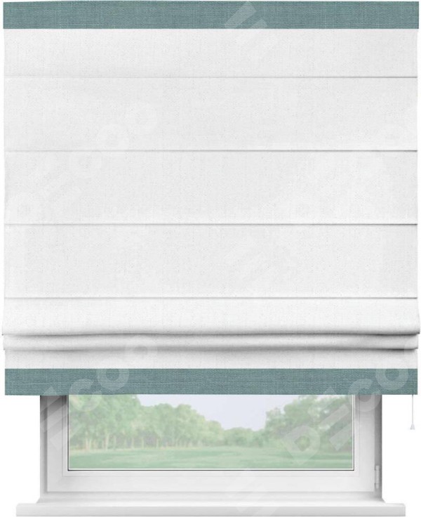 Римская штора «Кортин» с кантом Горизонт, для проема, лён белоснежный
