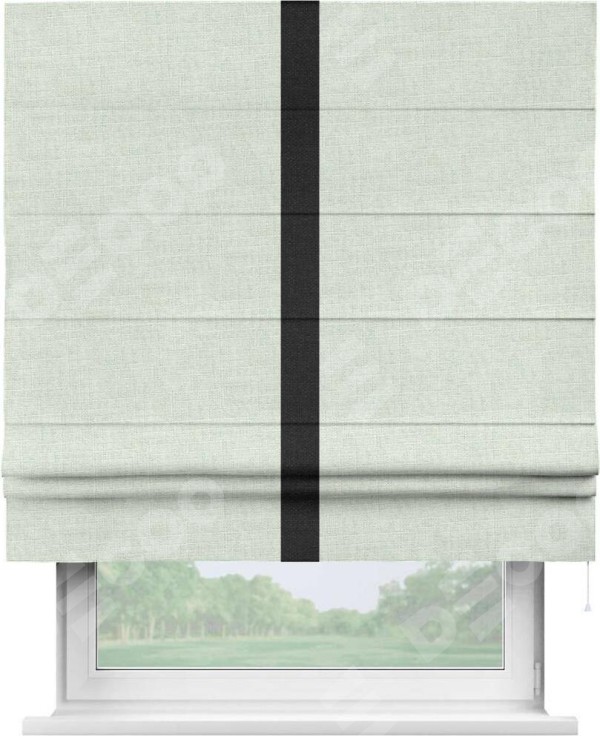 Римская штора «Кортин» для проёма, лён топлёное молоко, с кантом Хайвэй