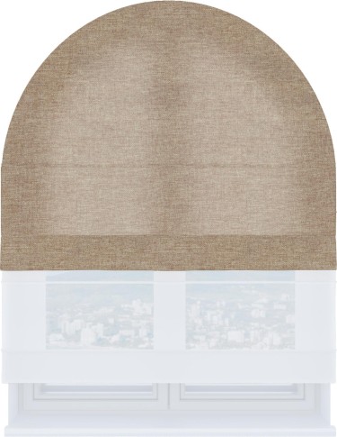 Римская штора «Кортин» день-ночь для арочного проёма, ткань лён кашемир коричневый