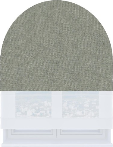 Римская штора «Кортин», лён димаут серый, день-ночь для арочного проёма