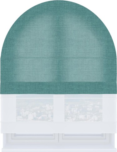 Римская штора «Кортин» день-ночь для арочного проёма, ткань лён бирюза