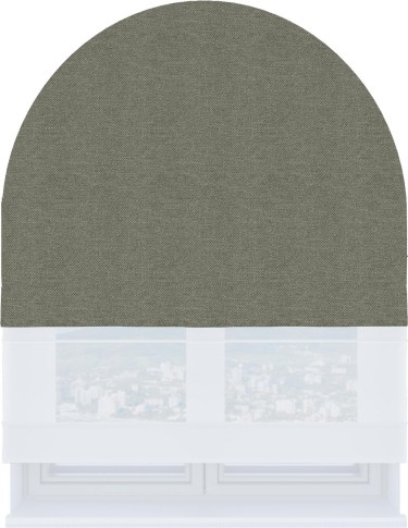 Римская штора «Кортин» день-ночь для арочного проёма, ткань лён димаут стальной