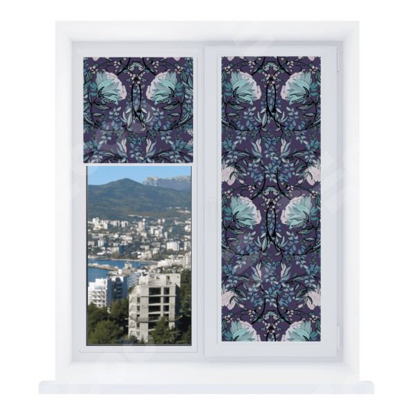 Рулонная штора Уни 2 с принтом Цветочный индиго