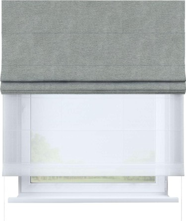 Римская штора «Кортин» день-ночь, ткань твид блэкаут, светло-серый