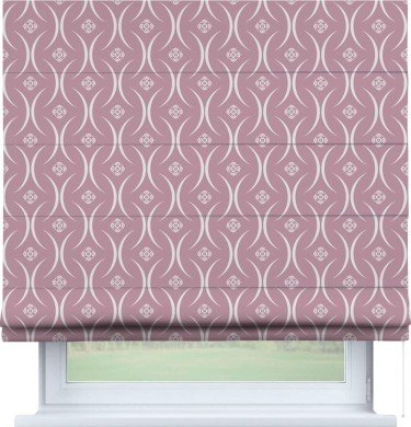 Римская штора «Кортин» для проема «Воздушный узор розовый»