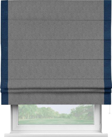 Римская штора «Кортин» с кантом Стрим Дуо, для проема, ткань софт однотонный серый
