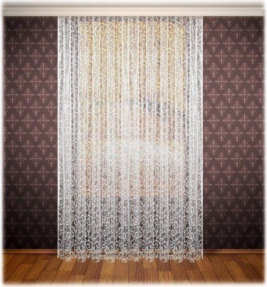 Штора 300х280 см, белый, п/э 100%, шторная лента