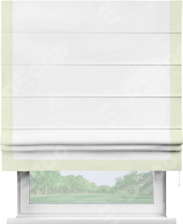 Римская штора «Кортин» с кантом Виктория, для проема, ткань вельвет белый