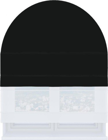 Римская штора «Кортин», блэкаут однотонный черный, день-ночь для арочного проёма