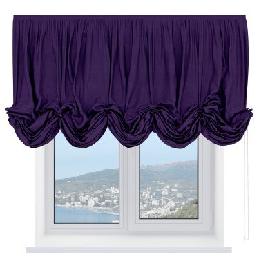 Австрийская штора «Кортин», вельвет тёмно-фиолетовый