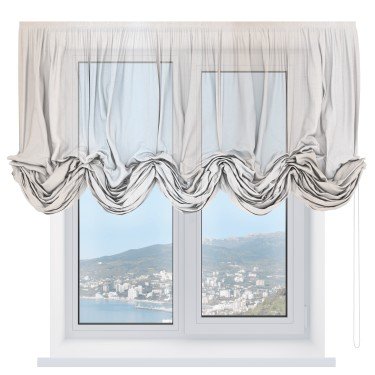 Австрийская штора «Кортин», ткань тюль шампань