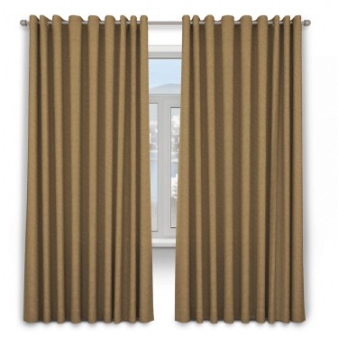 Шторы на люверсах ткань лён димаут, коричневый