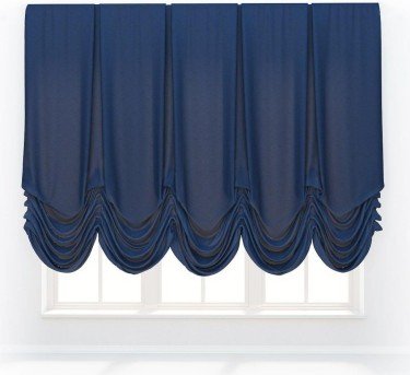 Австрийская штора «Кортин», ткань вельвет синий
