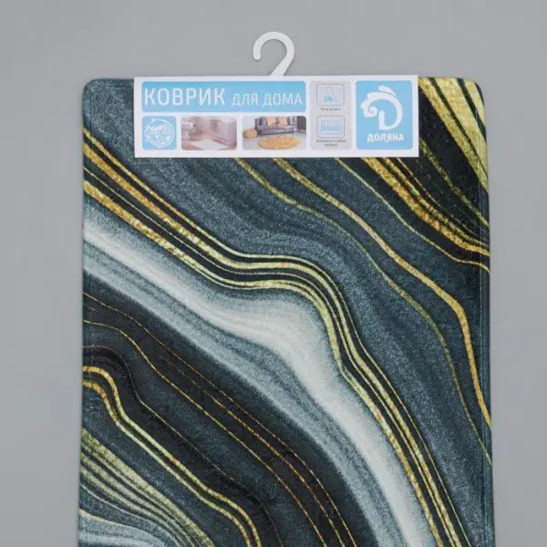 Коврик Доляна «Камень», 44×120 см, цвет малахитовый