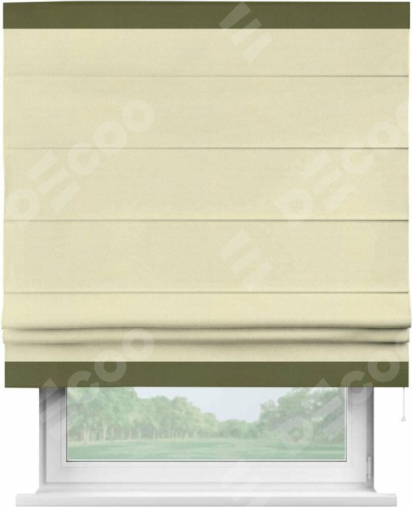 Римская штора «Кортин» с кантом Горизонт, для проема, ткань блэкаут однотонный бежевый