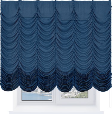 Французская штора «Cortin», лён синий