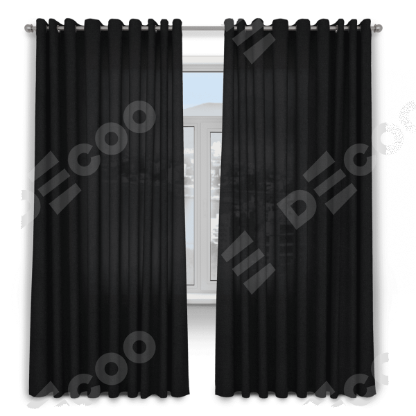 Комплект штор 2 шт, лён, цвет черный, размер от 45 см