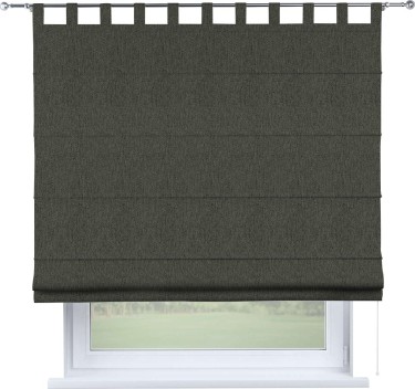 Римская штора на петлях «Кортин», ткань твид блэкаут, тёмно-серый