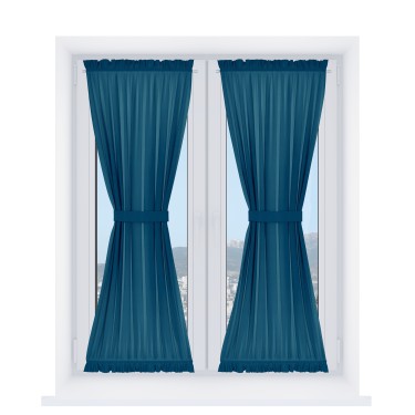 Штора песочные часы «Кортин», ткань лён димаут, синий