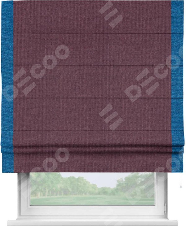 Римская штора «Кортин» с кантом Стрим Дуо, для проема, ткань лён фиолетовый