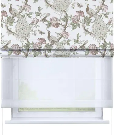 Римская штора «Кортин» день-ночь «Гордые павлины»