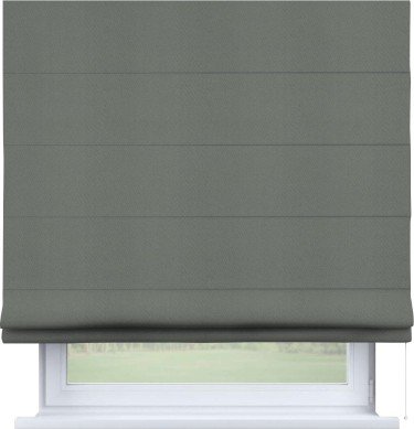 Римская штора «Кортин» для проема, ткань блэкаут однотонный, тёмно-серый