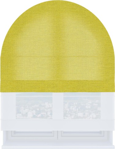 Римская штора «Кортин» день-ночь для арочного проёма, ткань лён салатовый