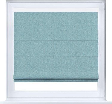 Римская штора «Кортин» кассетная, ткань твид блэкаут, небесно-голубой