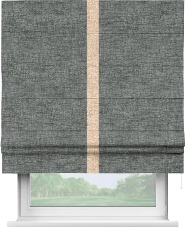 Римская штора «Кортин» для проёма, рогожка димаут тёмно-серый, с кантом Хайвэй