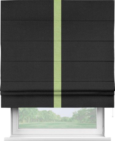 Римская штора «Кортин» с кантом Хайвэй, для проема, ткань лён черный
